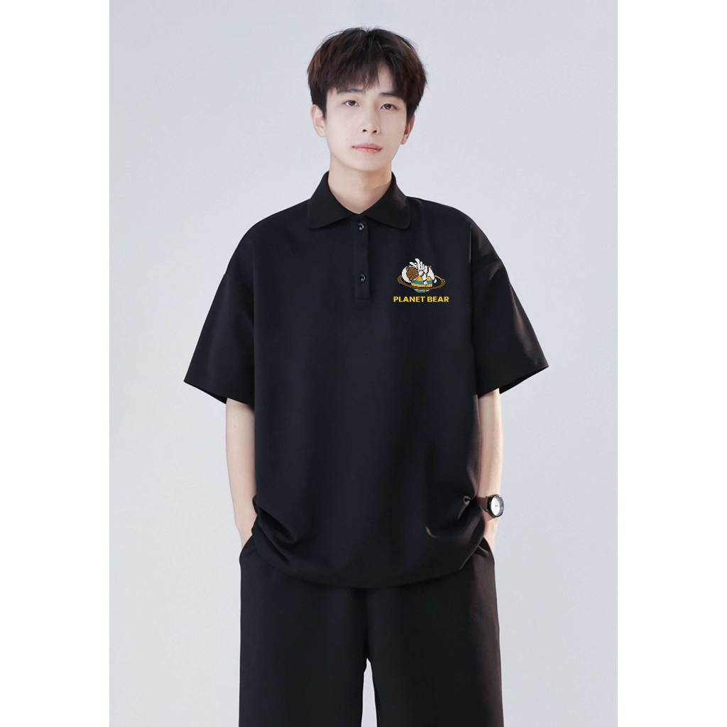 Polo nam đứng form tôn dáng PLD407 Miucho Man tay ngắn vải cotton Cổ trụ in graphic_thumbnail_2