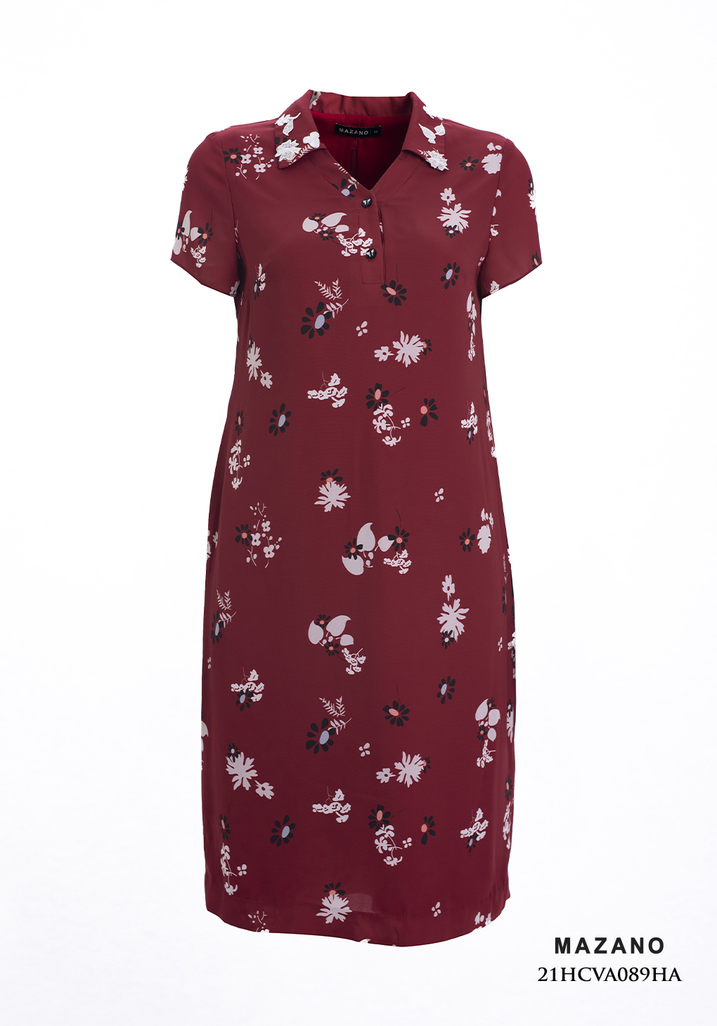 Váy suông đỏ họa tiết hoa