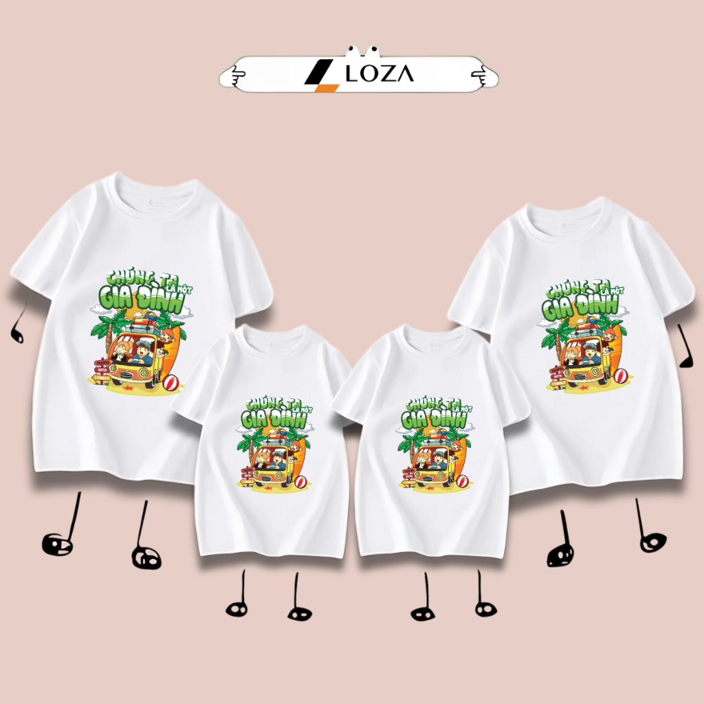 Áo phông gia đình LOZA KIDS chúng ta là một gia đình 2025 - Áo đồng phục gia đình du lịch biển – Mã GĐ3142_thumbnail_0