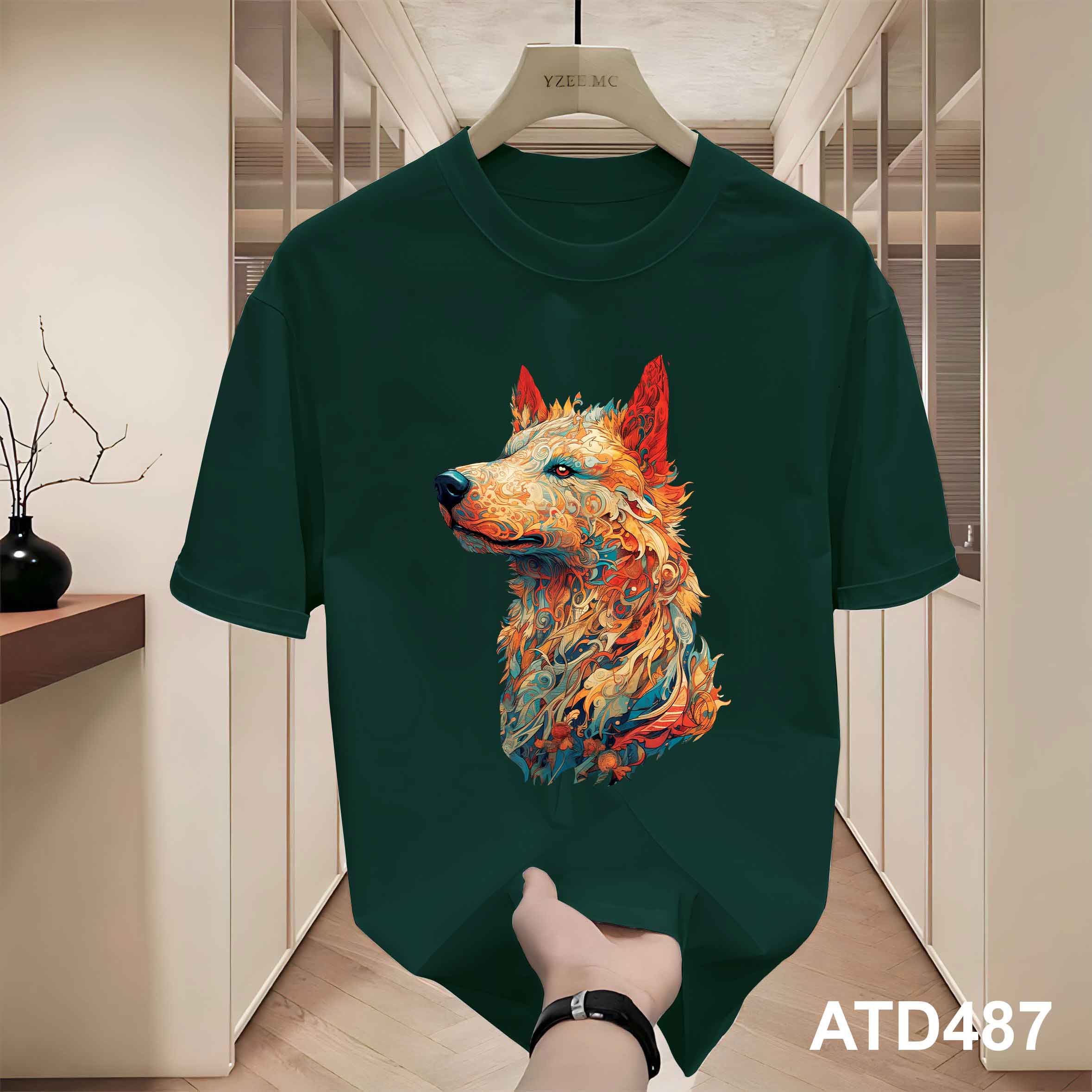 Áo thun nam form rộng 12 con giáp tuổi Tuất ATD487 Miucho Iconic cotton cổ tròn in graphic_thumbnail_4