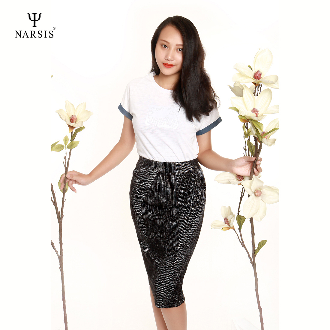 VÁY NỮ B8017 NARSIS CHẤT LIỆU JEAN BỀN BỈ, CÁ TÍNH, TRẺ TRUNG, THỜI TRANG, TRẺ TRUNG, THỜI TRANG