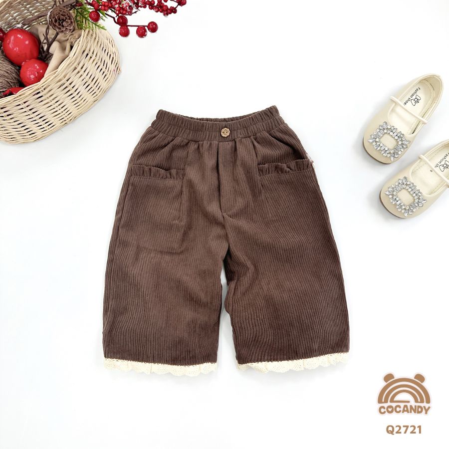 Quần dài nhung NÂU phối gấu bèo TRẮNG_thumbnail_2