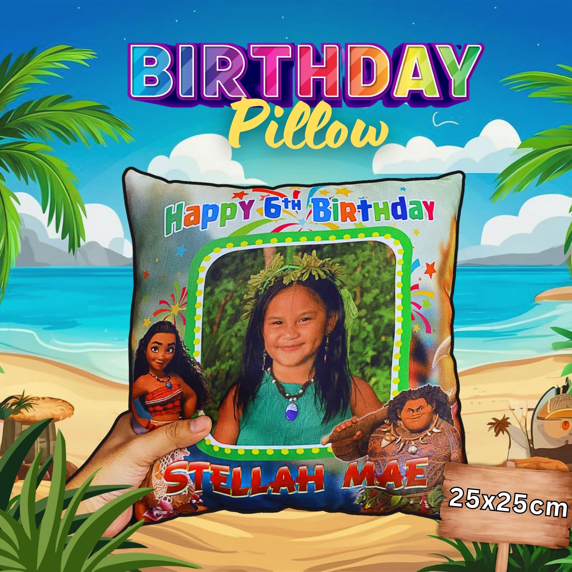 Birthday Pillow Moana Theme
