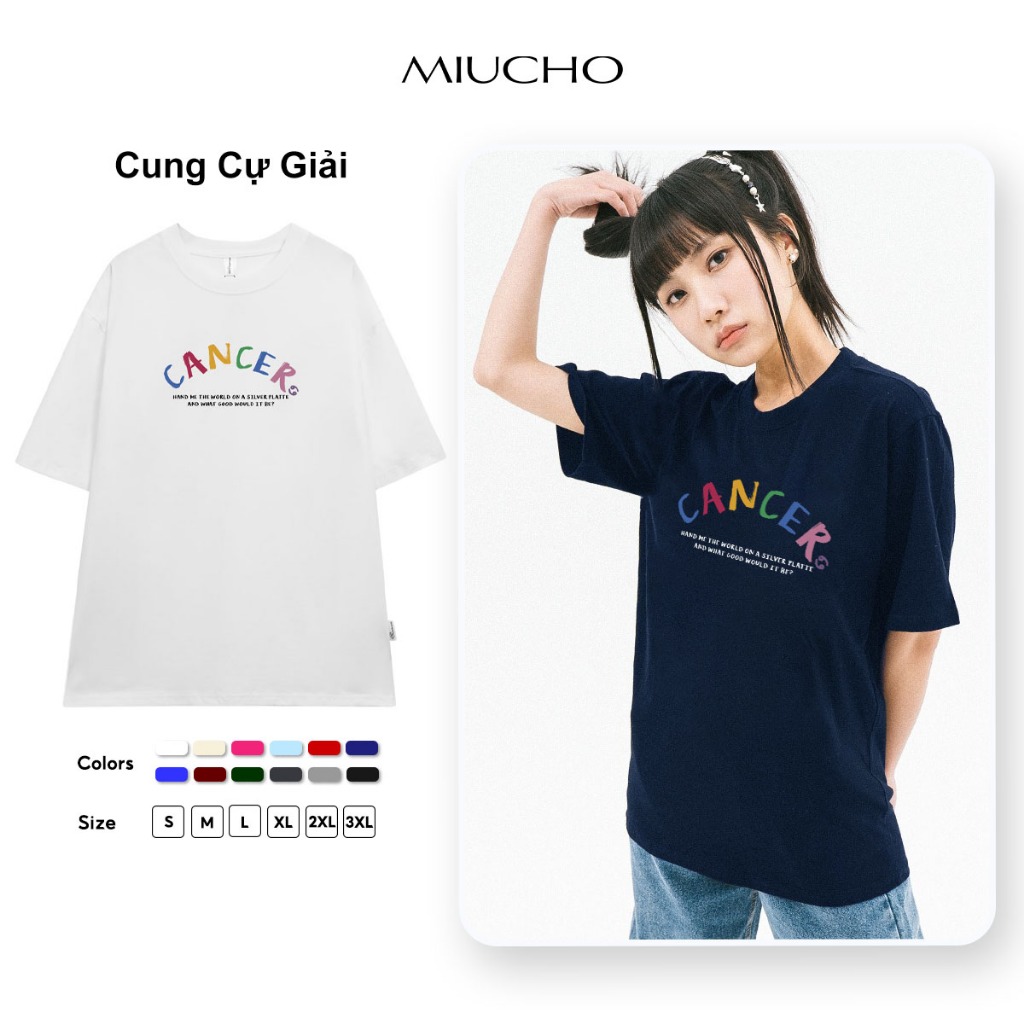 Áo thun nữ form rộng ATD375 cung hoàng đạo Cự Giải CANCER Miucho cotton cổ tròn in typography_thumbnail_1