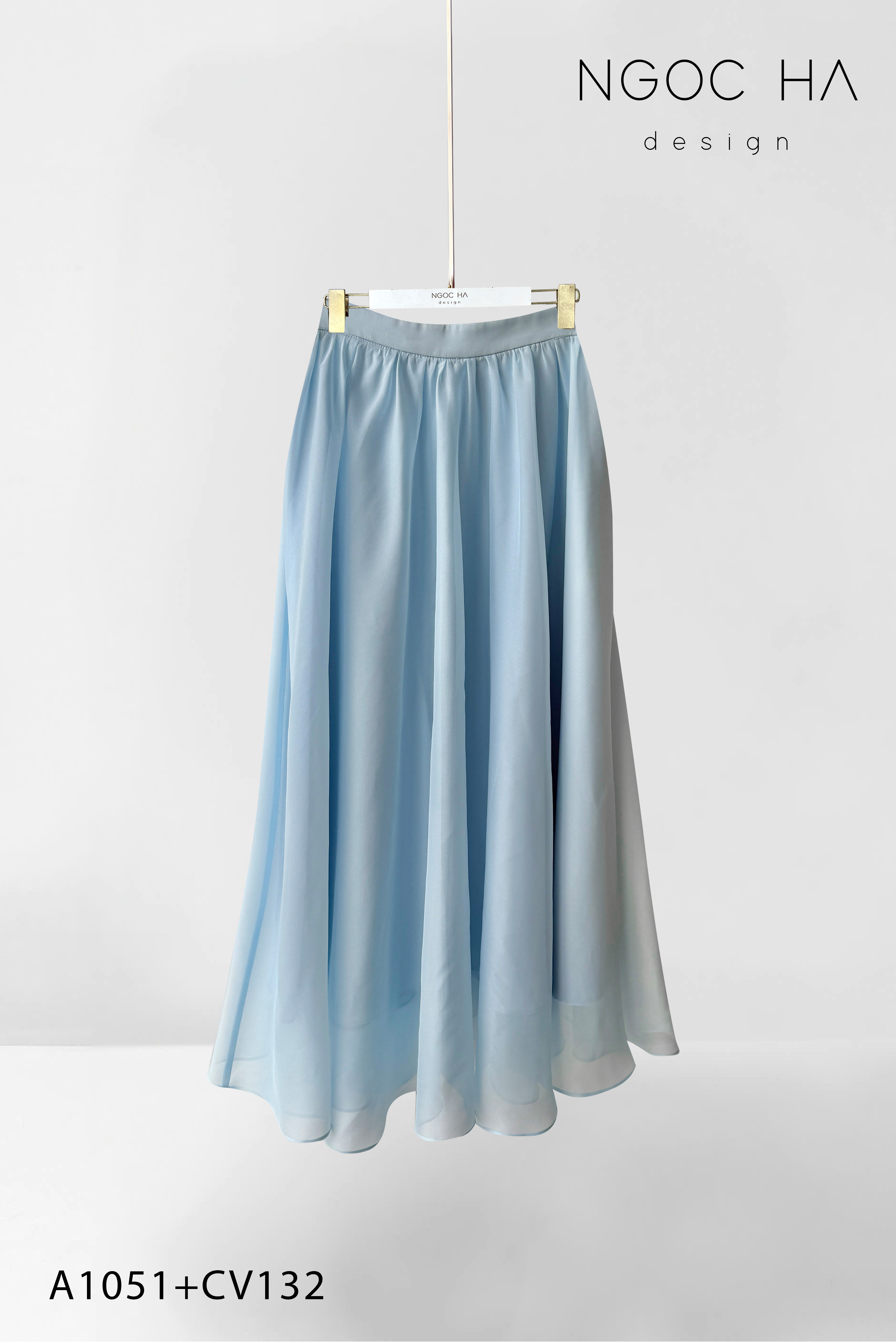 Jenni Set_ Áo Vest Cổ Tròn Đính Cúc, Chân Váy Tơ Màu Xanh A1051+CV132_thumbnail_4