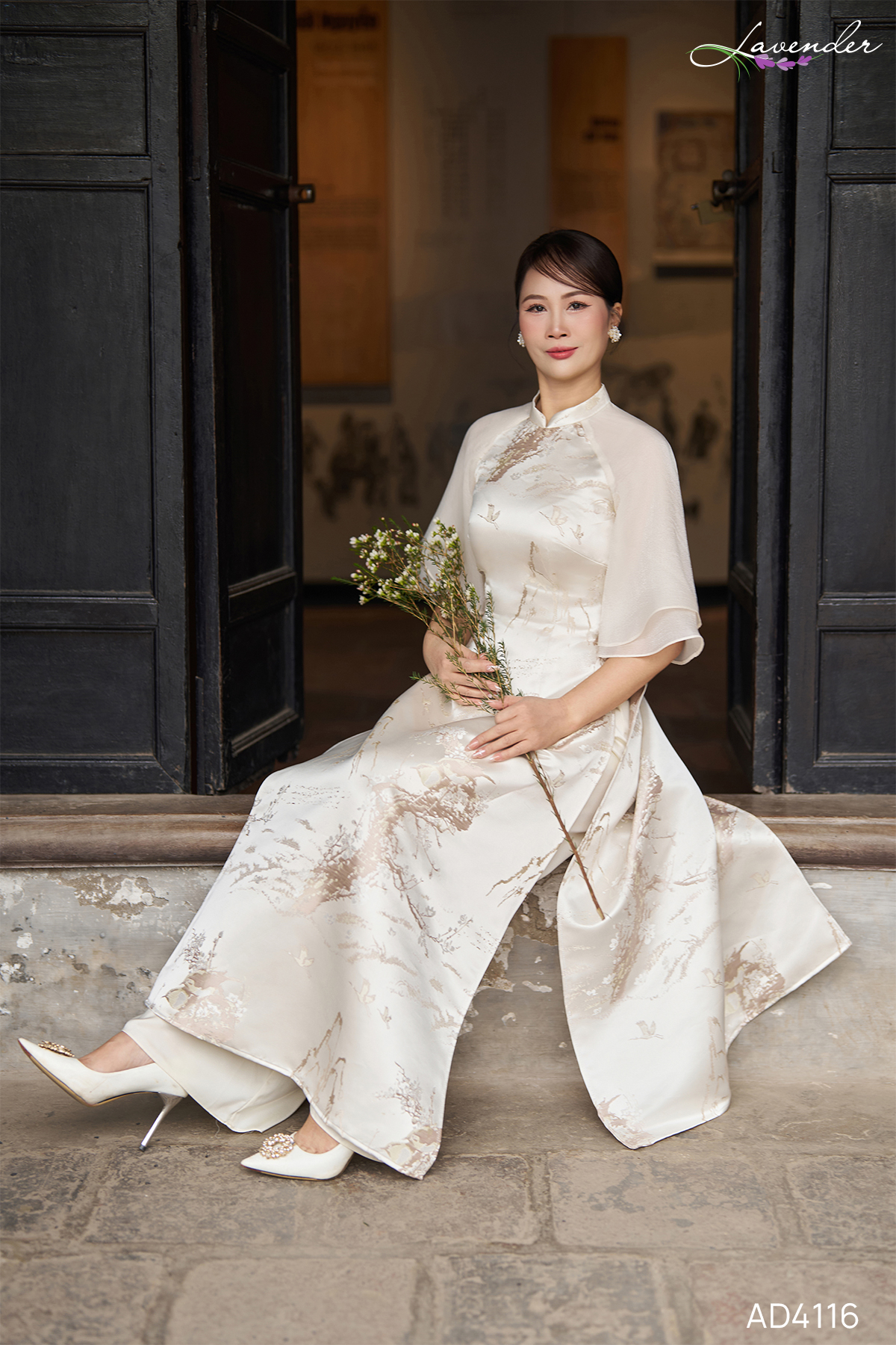 Áo dài tafta phối tay AD4116