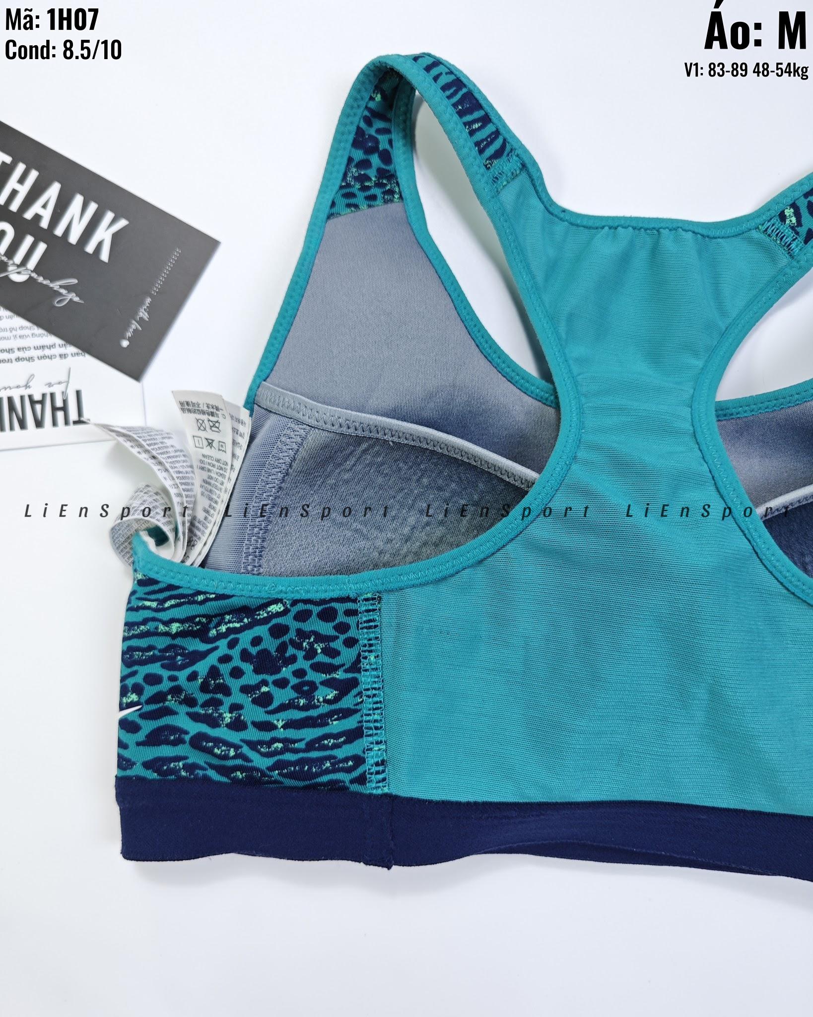Nike Áo bra thể thao Nữ Size M Xanh ngọc bích họa tiết da báo Auth 2nd Lưng chữ X Dây vai rộng Co giãn 4 chiều Thoáng khí Nâng đỡ tốt Phù hợp gym yoga chạy bộ Mã:1H07_thumbnail_4