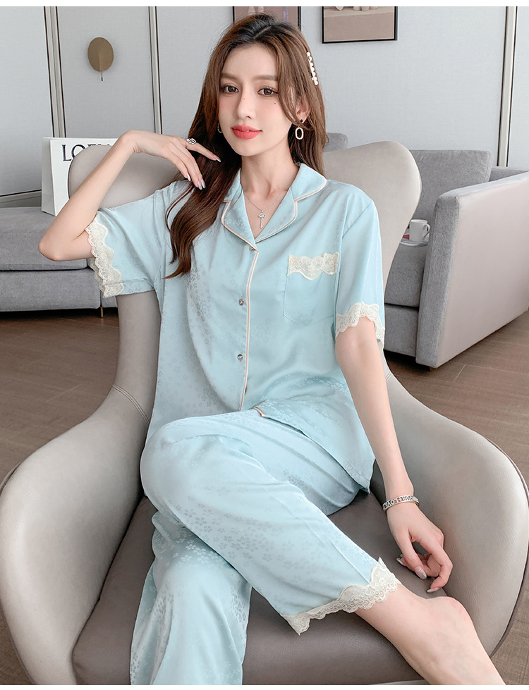N03B Pijama họa tiết hoa nhí cộc dài