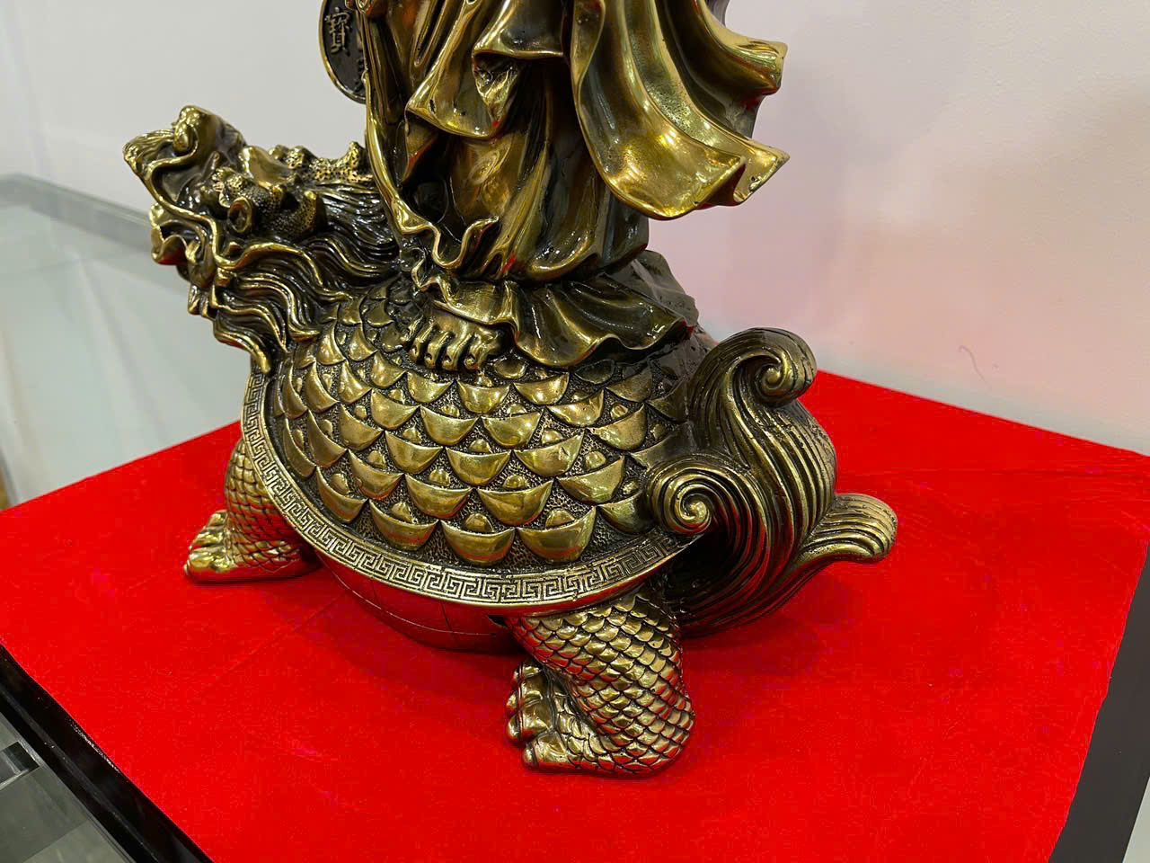 Tượng phật di lặc gánh tiền cao 44 cm đúc đồng vàng_thumbnail_5