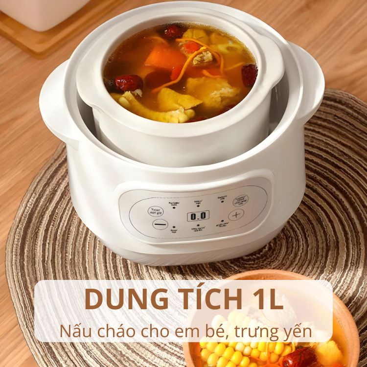 Nồi nấu chậm lòng sứ 1L Mishio MK383