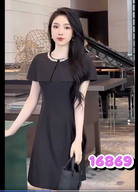 16869-Đầm suông A phối cổ choàng cách điệu (thun nhật) 16869_thumbnail_0