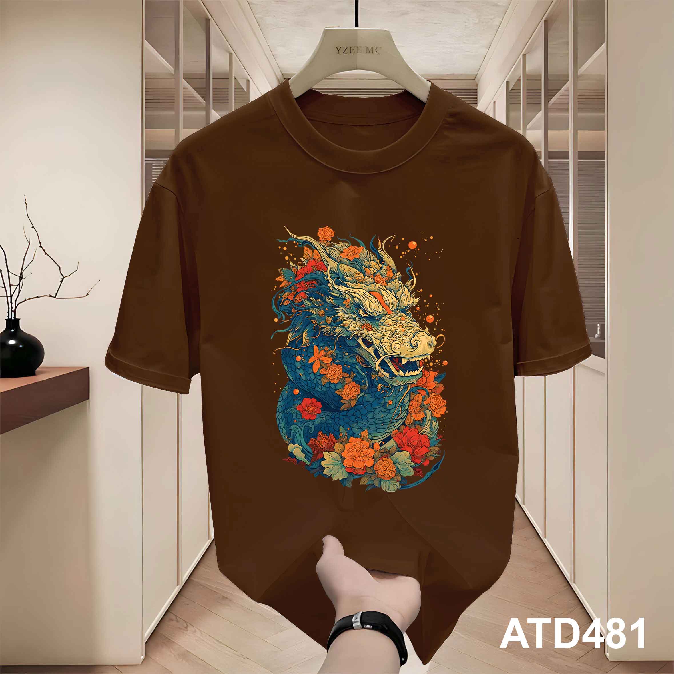 Áo thun nam form rộng 12 con giáp tuổi Thìn ATD481 Miucho Iconic cotton cổ tròn in graphic_thumbnail_2