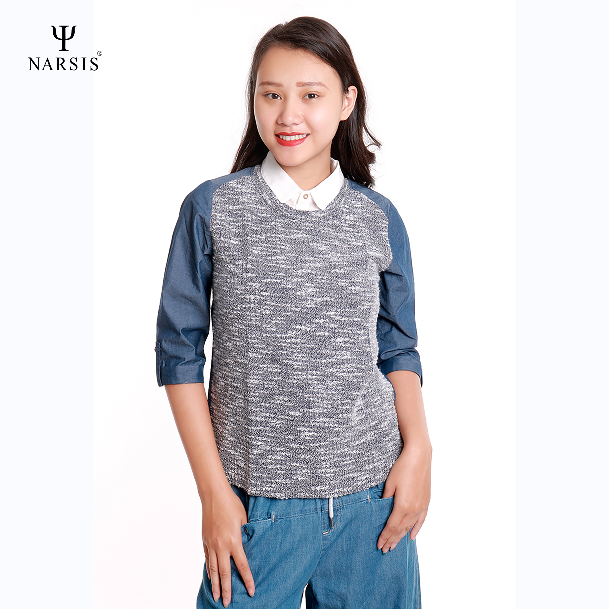 CỔ ÁO SƠ MI GIẢ NỮ - TRẮNG L9009 NARSIS CHẤT LIỆU THOÁNG MÁT, DỄ CHỊU, THOẢI MÁI CẢ NGÀY, DỄ VẬN ..._thumbnail_1