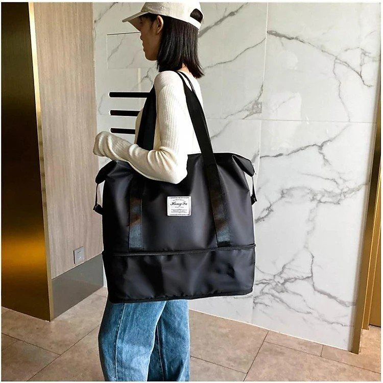 Túi du lịch 2 tầng vải nylon siêu dày chống thấm nước nhiều ngăn đựng size lớn màu trơn(TT-PO-2T)_thumbnail_1
