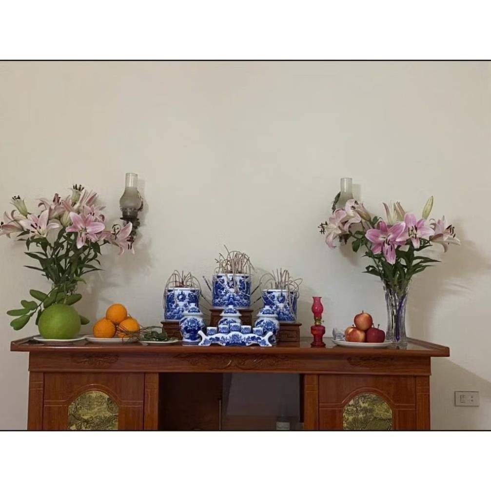 HG275 Đồ Thờ Cúng Bộ 16 món ban thờ 1M53 men trắng nghệ nhân Bát Tràng chế tác TẶNG Thất Bảo, Tro Nếp_thumbnail_8