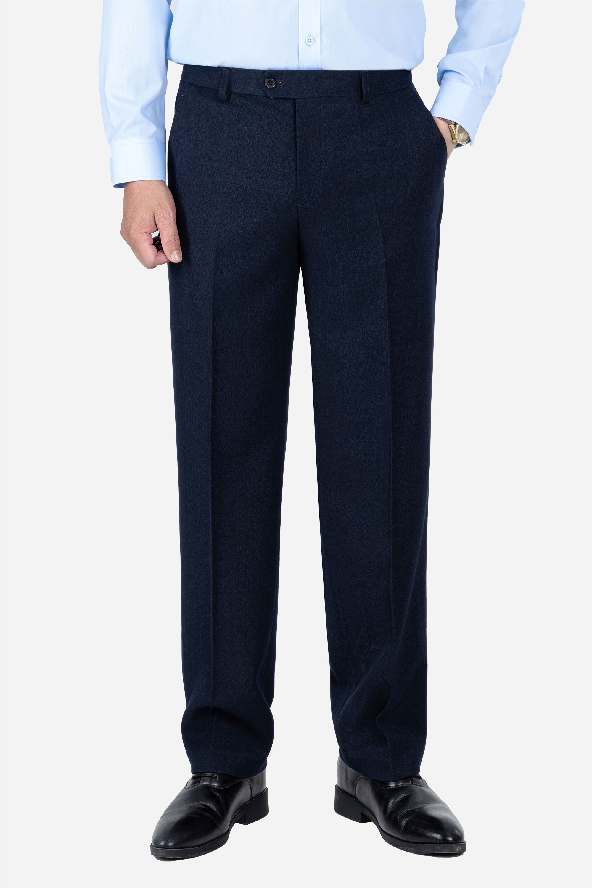 Quần Âu 0 Li Nam Trung Niên ANCHI Chất Liệu Cafe Phom Suông Ống Rộng Màu Xanh Than