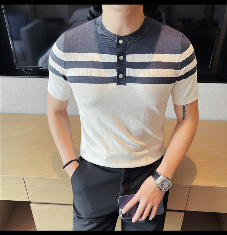 PA52 – Áo polo nam dệt kim lụa đá sọc đơn giản_thumbnail_5