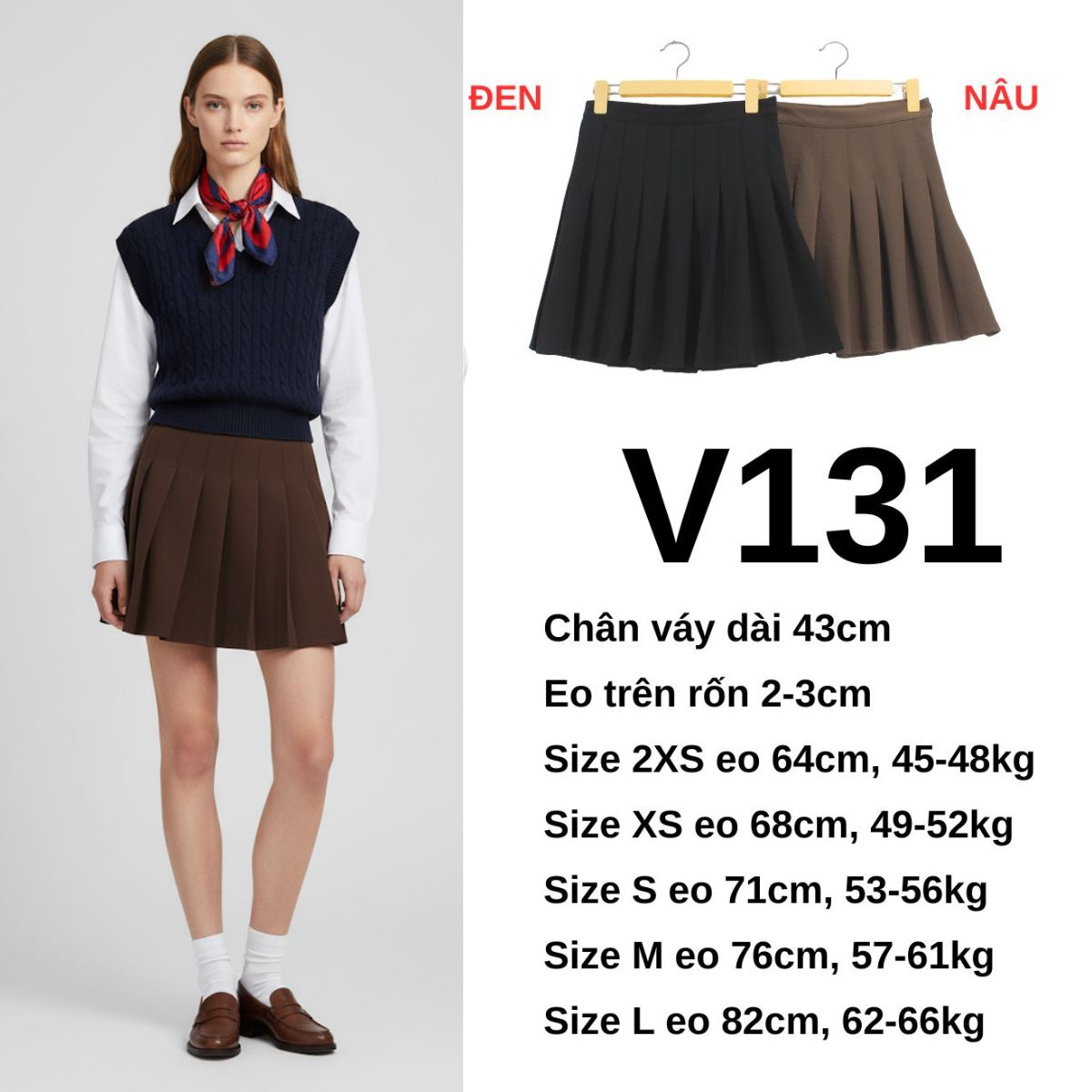 V131 Chân váy xếp ly GJ