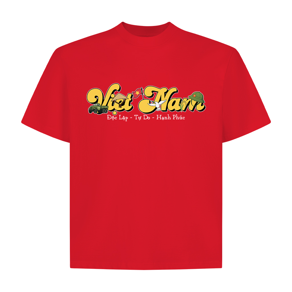Áo thun Việt Nam form boxy AXD2444 Miucho vải 100% cotton co giãn thoáng mát cổ tròn in mix_thumbnail_9