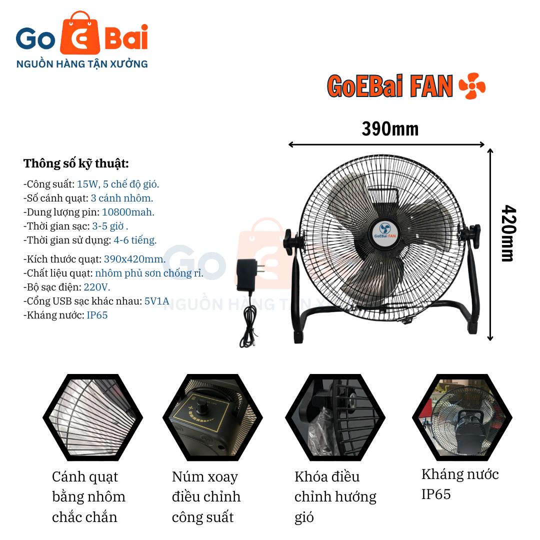 Quạt Tích Điện F36 - Goebai FAN_thumbnail_2