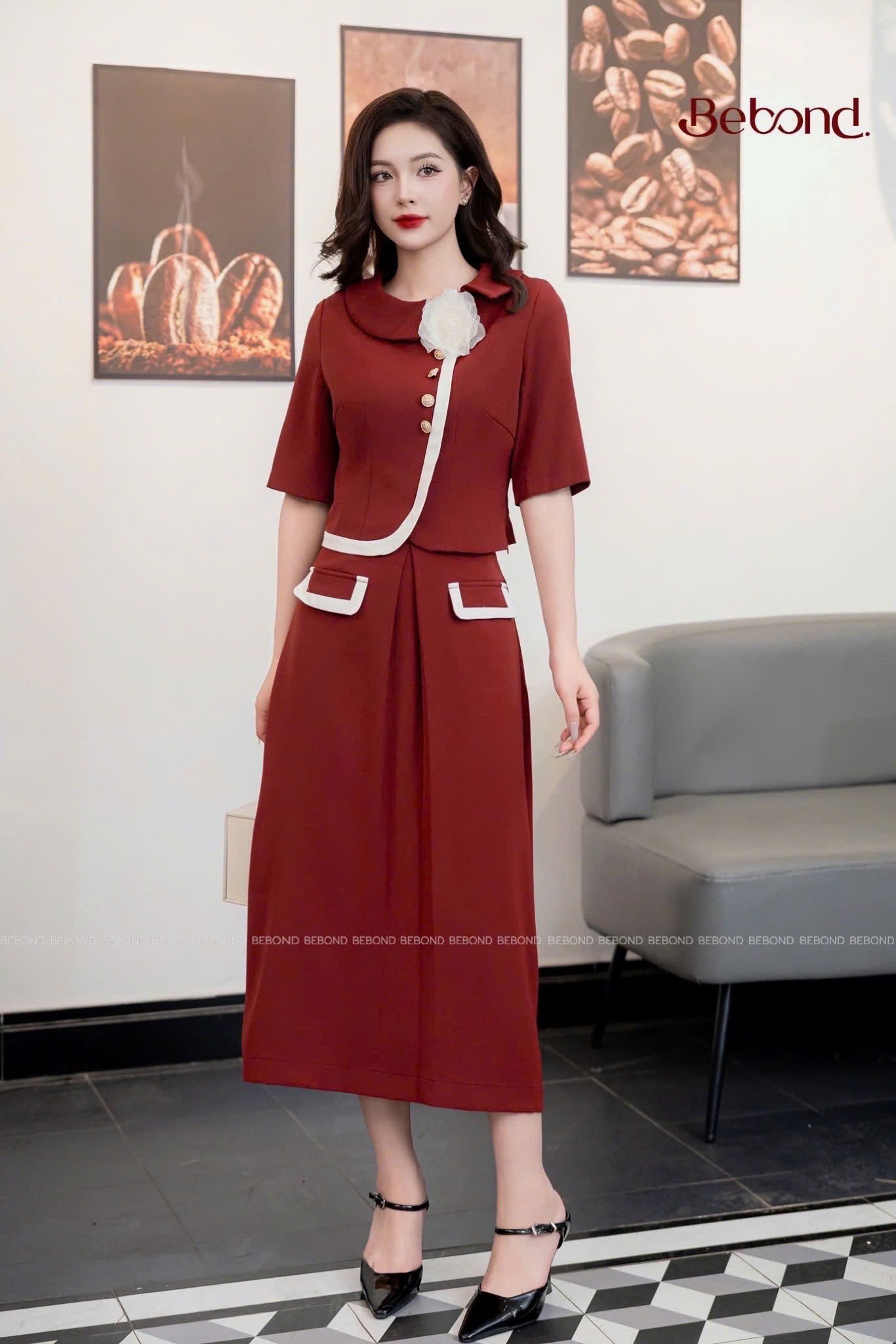 Set đầm GARNET màu ĐỎ ĐÔ