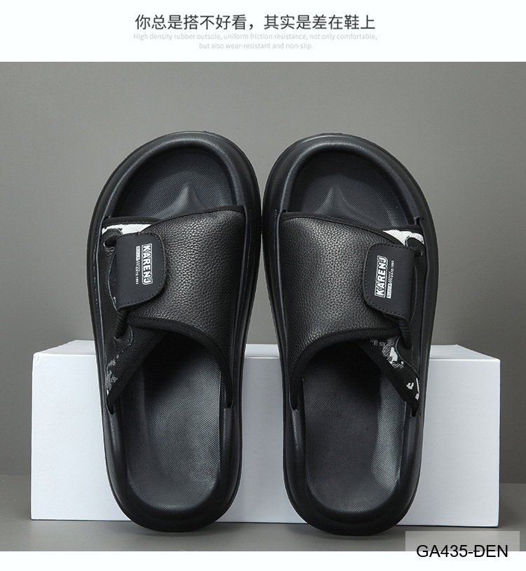 GA435 - Dép nam đế dày thời trang, chất liệu da bò mềm, màu xanh lá và đen_thumbnail_18