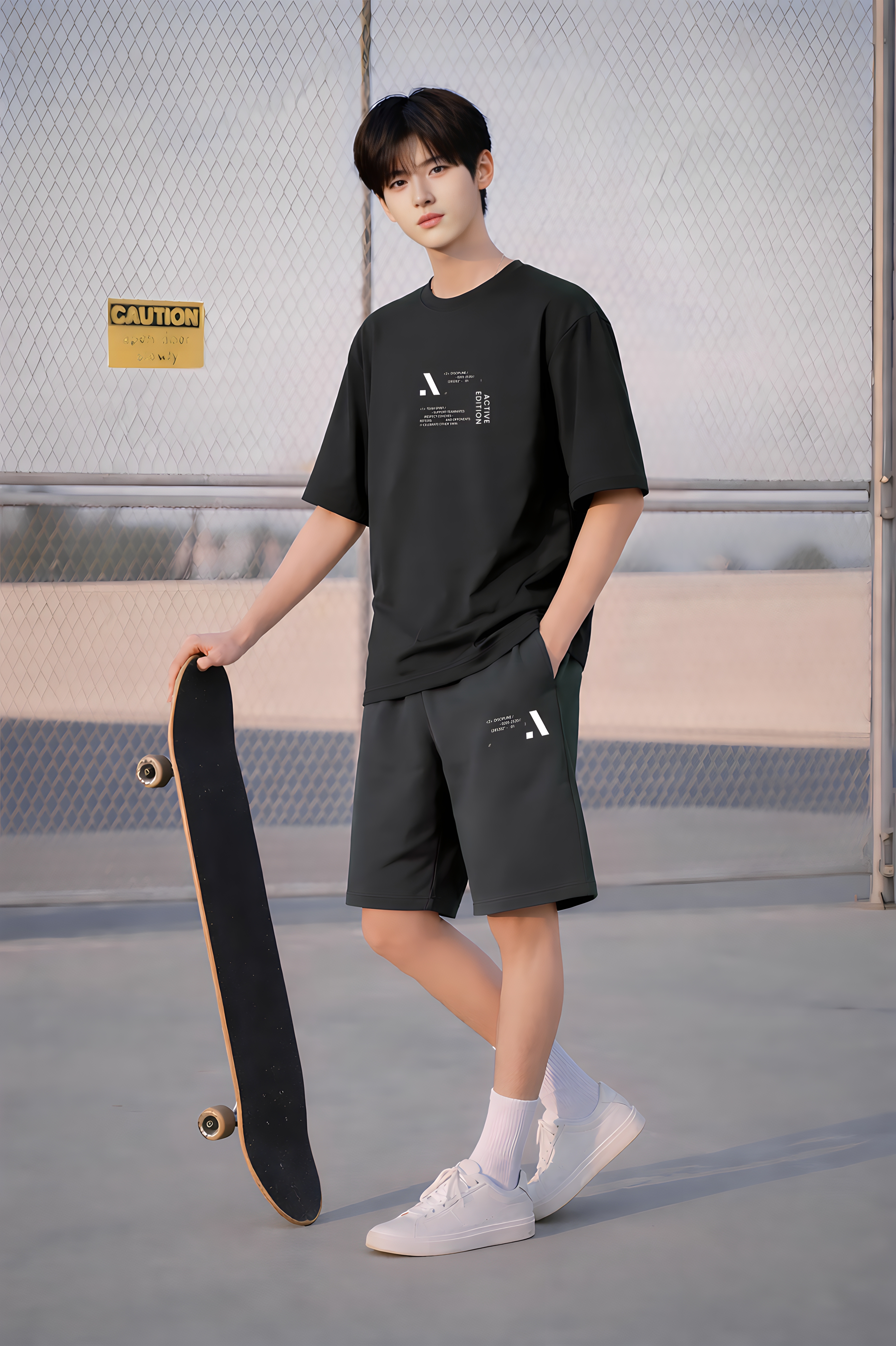 Áo phông dáng rộng màu than chì in hình_thumbnail_2