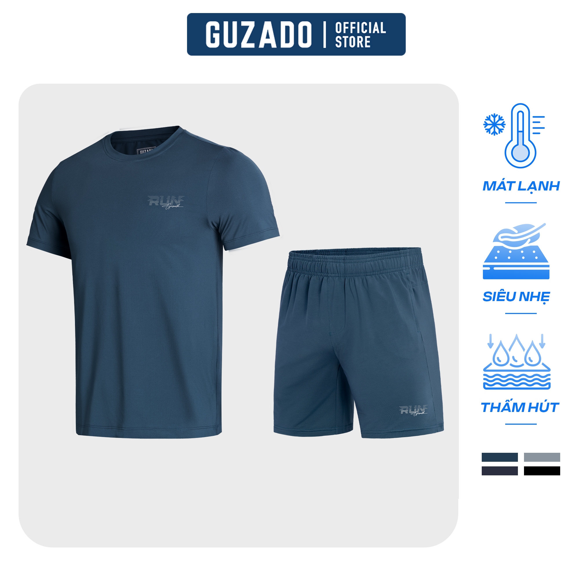 Bộ Thể Thao Nam GUZADO Vải Coolmax Cao Cấp, Mềm Mát da GBT03
