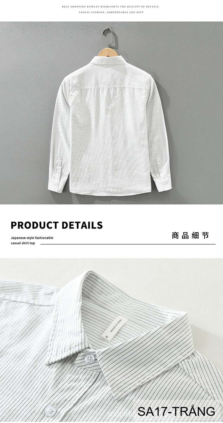 SA17 - Áo sơ mi nam dài tay thêu họa tiết mèo, form rộng, chất cotton 100%, phối sọc thời thượng_thumbnail_10