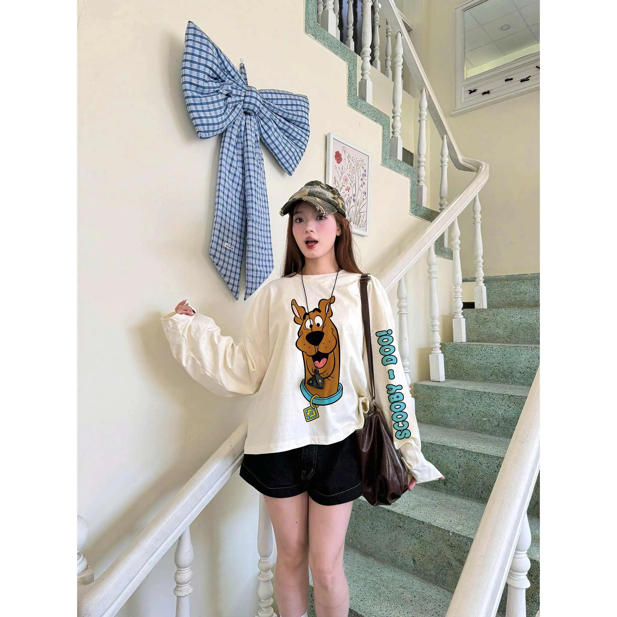 Áo thun boxy nam nữ tay dài Miucho cotton thoáng mát dày dặn SCOOBY DOO in mix 2664_thumbnail_4