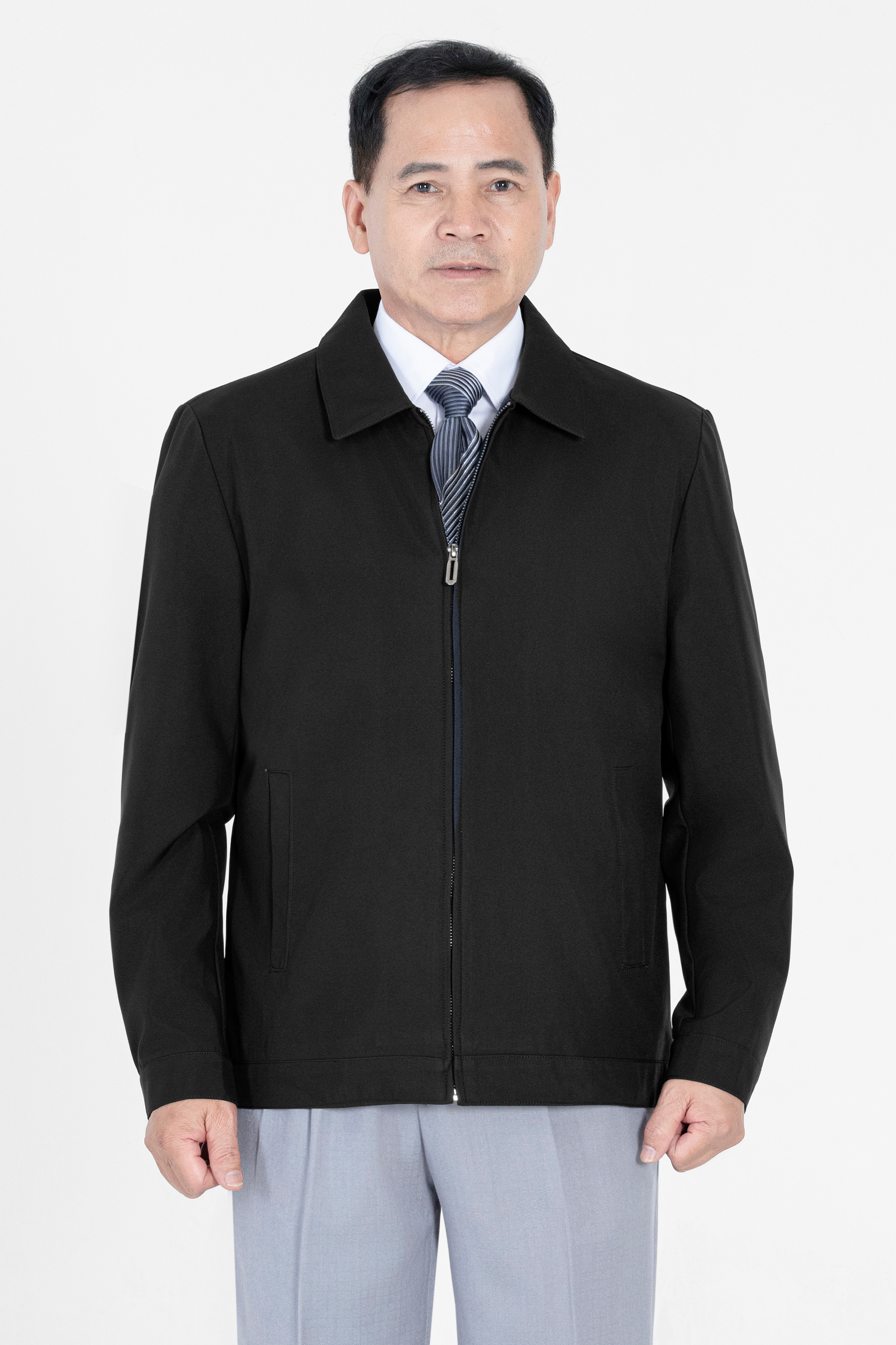 Áo Khoác Trơn Cổ Bẻ Trung Niên ANCHI Chất Liệu Poly Cao Cấp_thumbnail_16