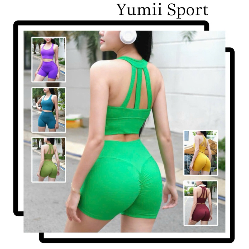 Bộ Quần Áo Thể Thao Tập Gym Yoga Nữ Dáng Đùi Chun Mông Bra 3 Dây Lưng_thumbnail_2
