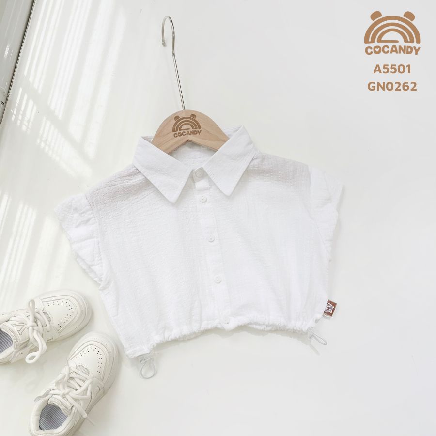 Áo cộc sơ mi TRẮNG gấu dây rút_thumbnail_1