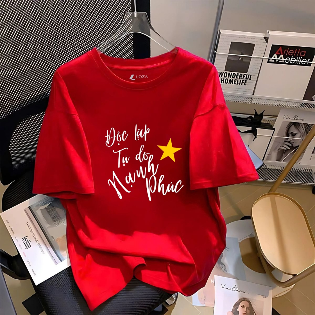 [Form rộng] Áo phông nữ 'Cờ Đỏ Sao Vàng Việt Nam- Độc lập tự do' - LOZA G0293_thumbnail_9