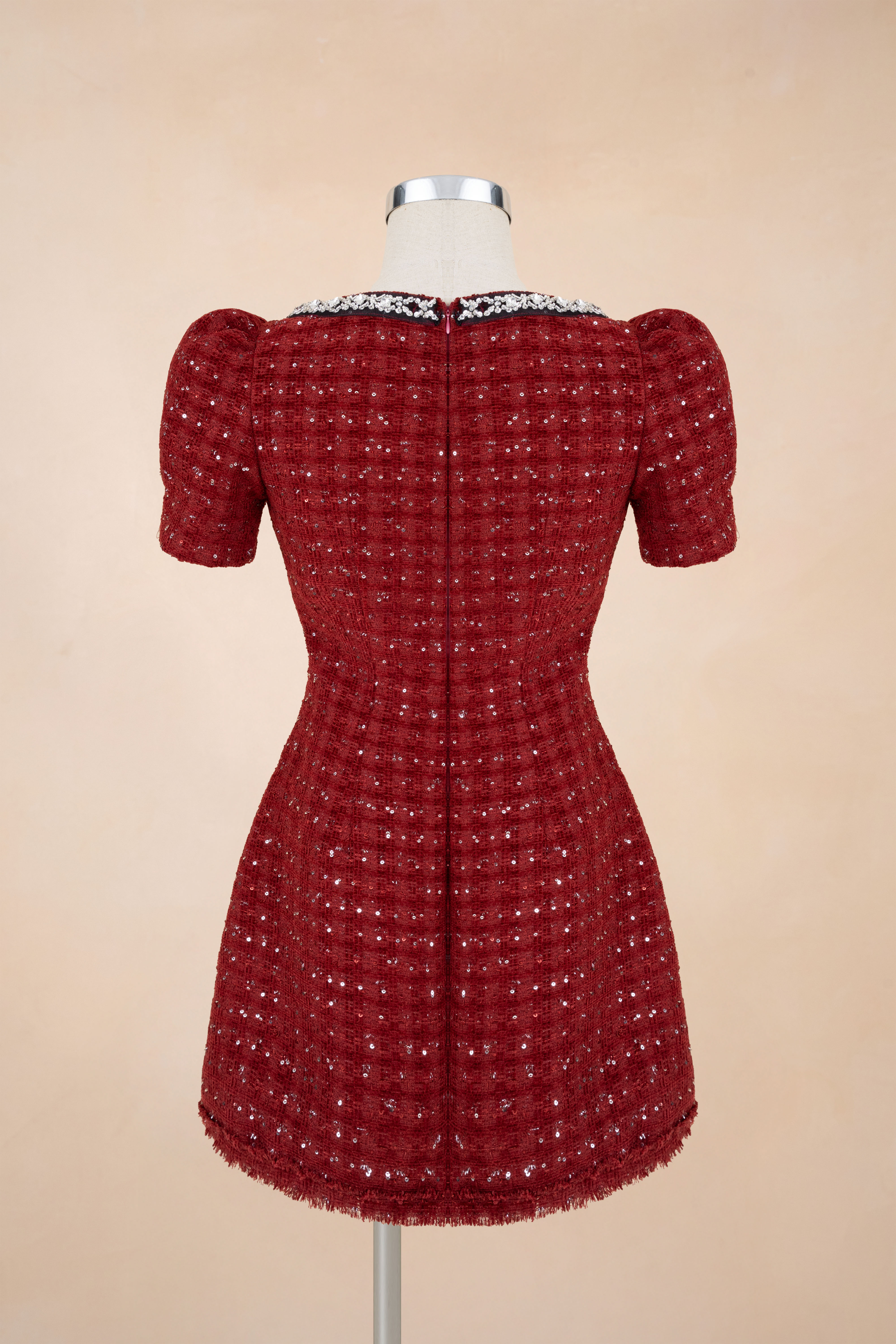 Đầm Chữ A Dạ Đính Cườm Cúc Đá