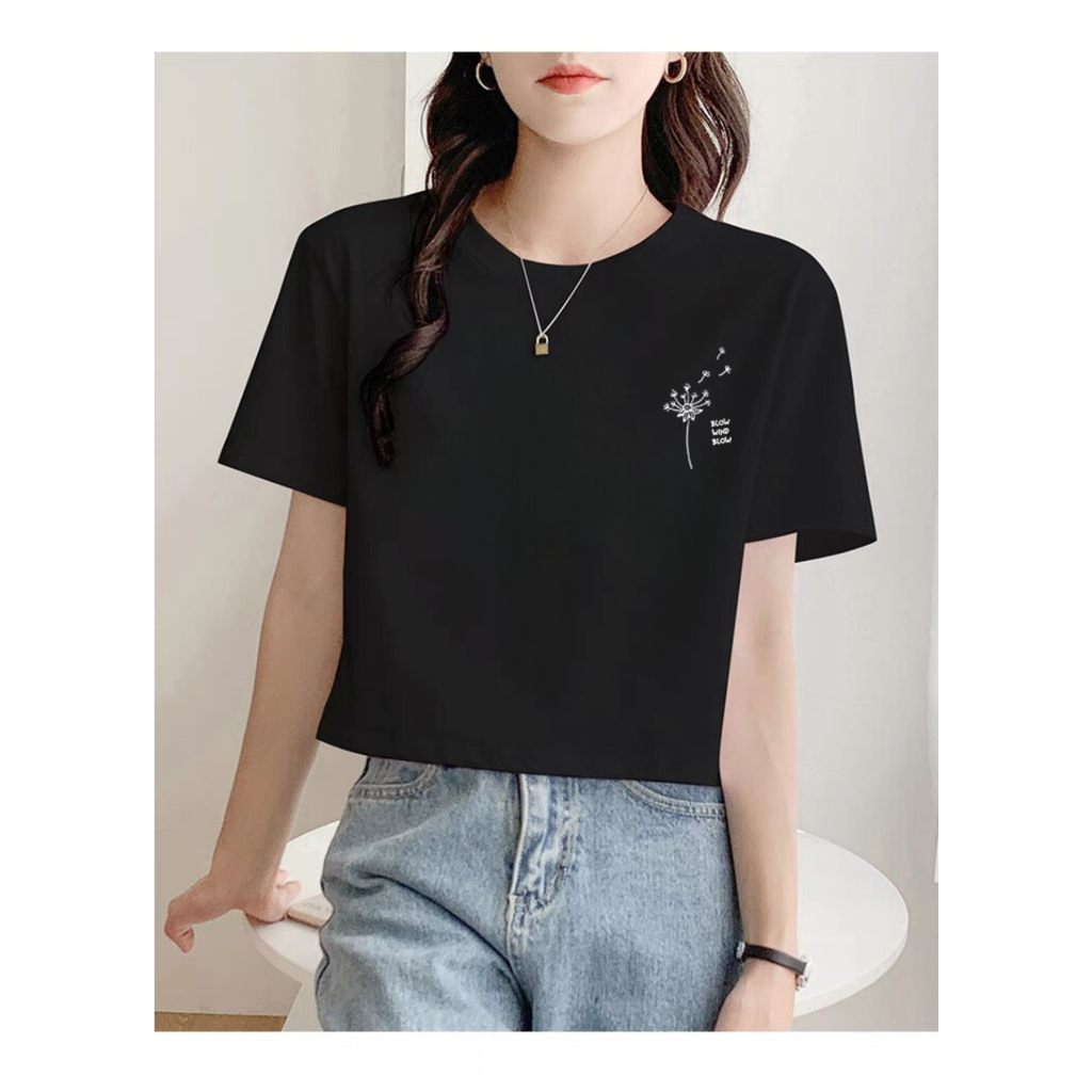 [Form Rộng] Áo croptop nữ dáng rộng in hình hoa bồ công anh - Áo croptop nữ Loza GT6499