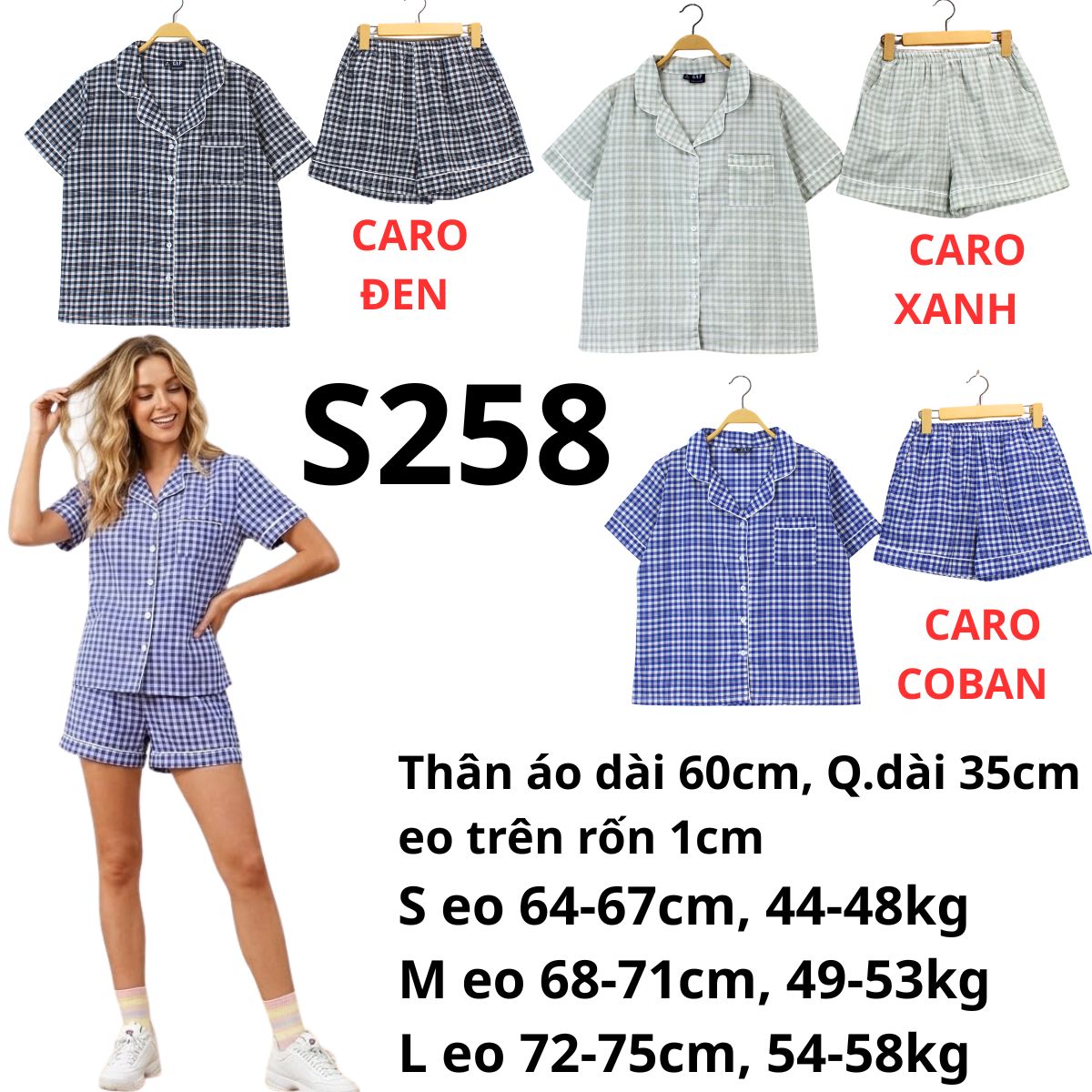 S258- Set bộ pizama caro