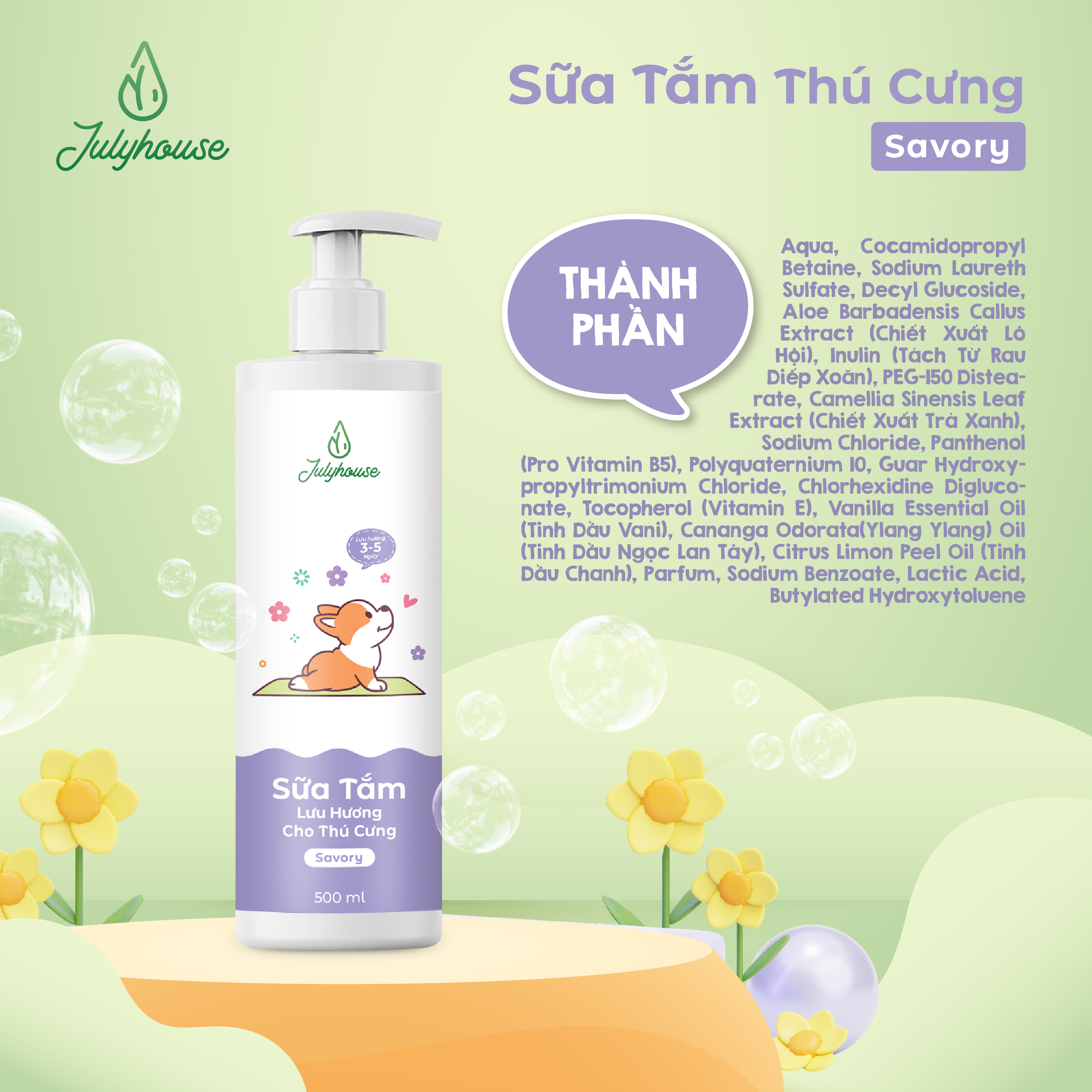 Sữa Tắm Lưu Hương Cho Thú Cưng Savory Julyhouse