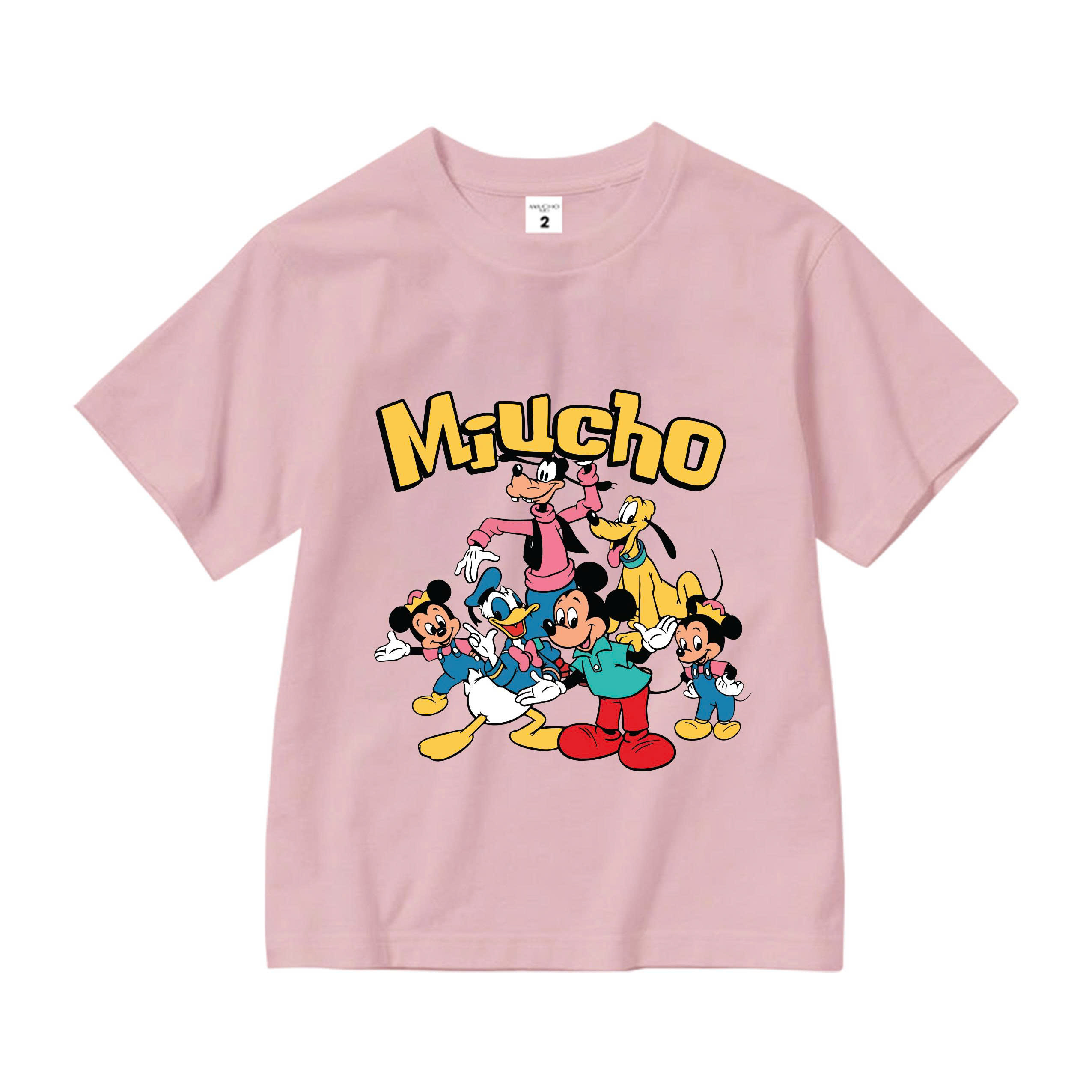 Áo thun cho bé form rộng dễ thương AED2353 Miucho Kid vải cotton thoáng mát cổ tròn in mix