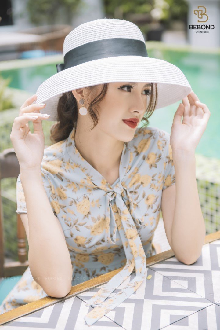 Đầm xòe nơ cổ hoa xanh- BALLY DRESS_thumbnail_0