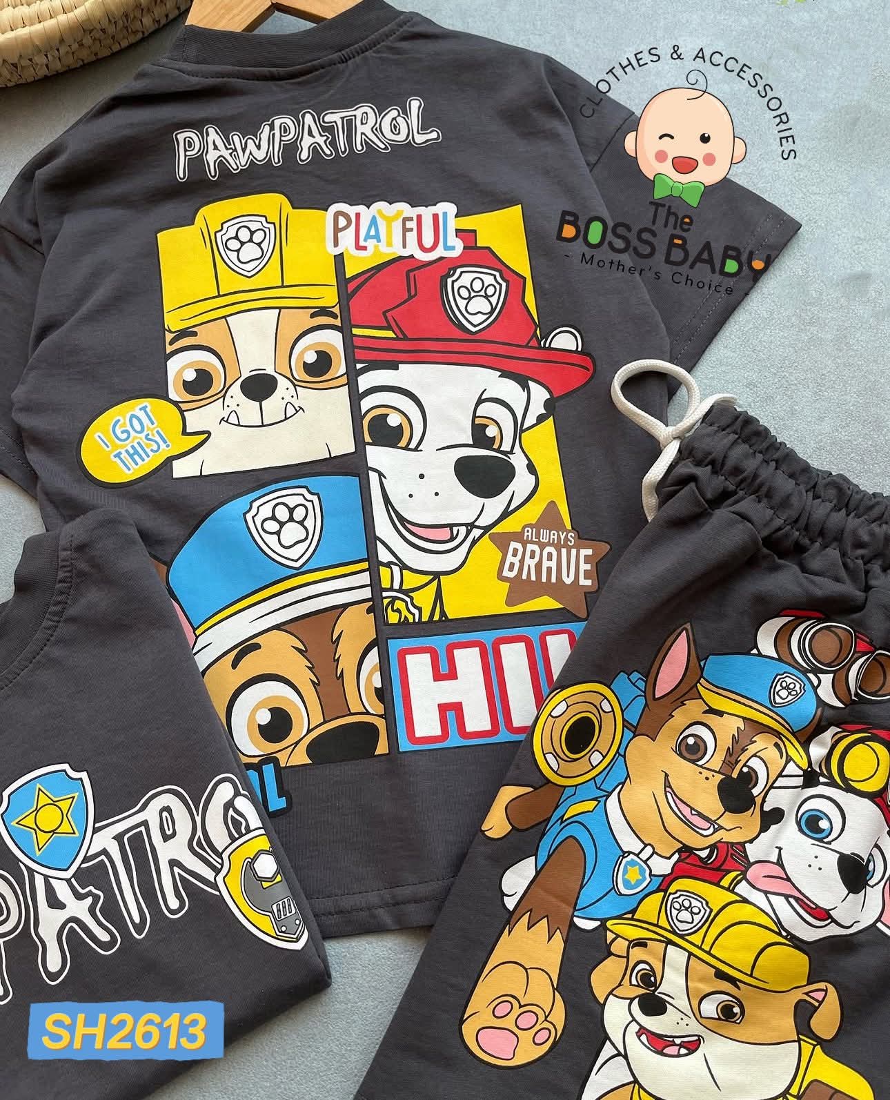 Set bộ cotton xám chó cứu hộ Paw Patrol