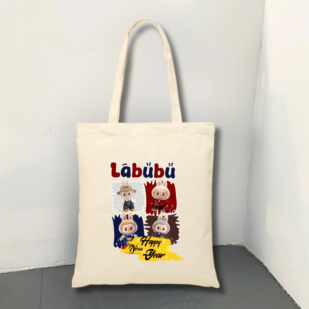 Túi tote vải canvas in hình Kuromi, Totoro, Labubu có khóa kéo, ngăn phụ - 𝐖𝐞 𝐓𝐞𝐞 TOTE07_thumbnail_7