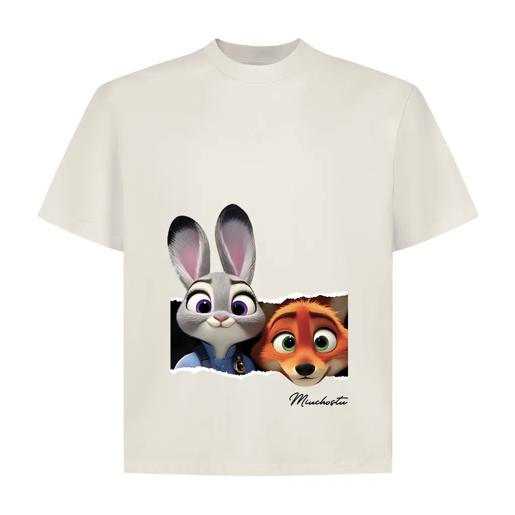 Áo thun couple form boxy Miucho Club vải cotton co giãn 2 chiều thoáng mát Judy Hopps in mix 2826_thumbnail_0