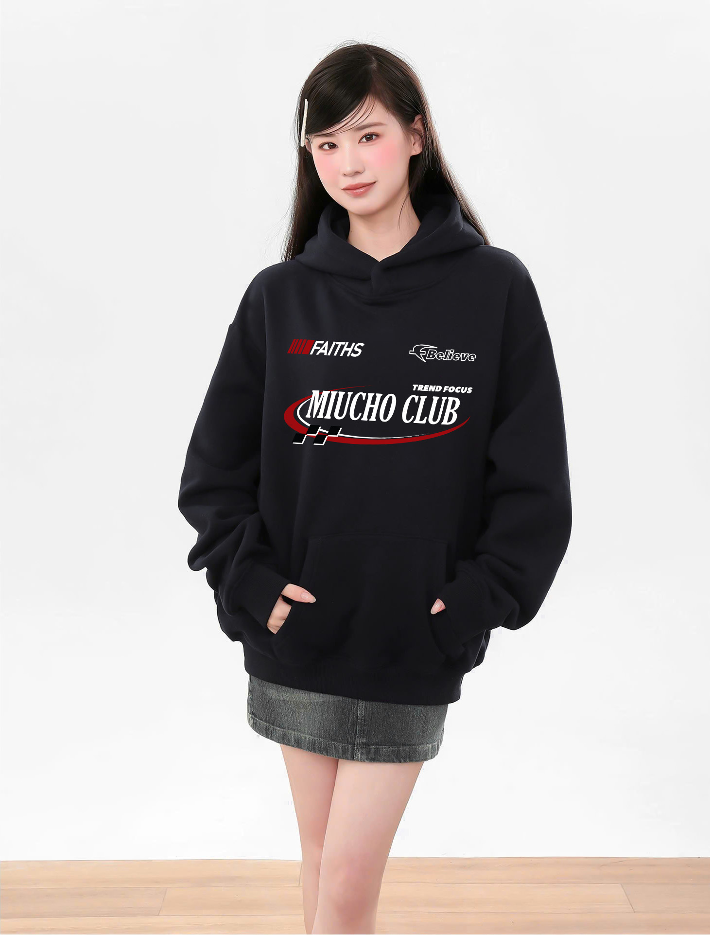 Áo hoodie nữ form rộng local brand HDD1620 Miucho vải nỉ chân cua dày dặn mũ tròn in typography_thumbnail_6