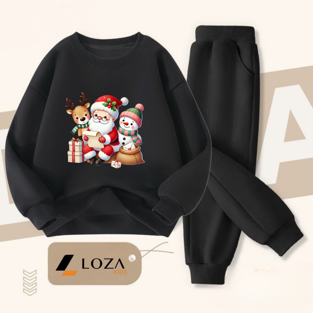 Set bộ nỉ bé gái, bé trai in hình Ông già Noel - Loza Kids BI487_thumbnail_4