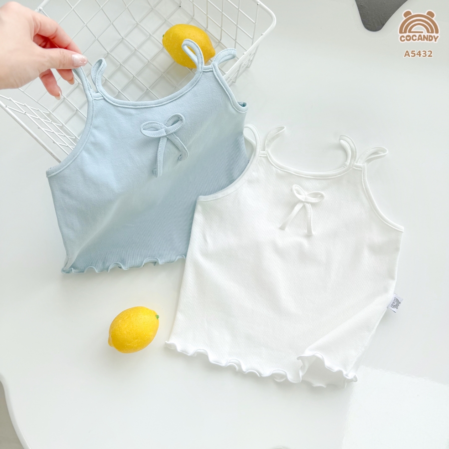 Sét áo 2 dây XANH TRẮNG trơn nơ ngực_thumbnail_1