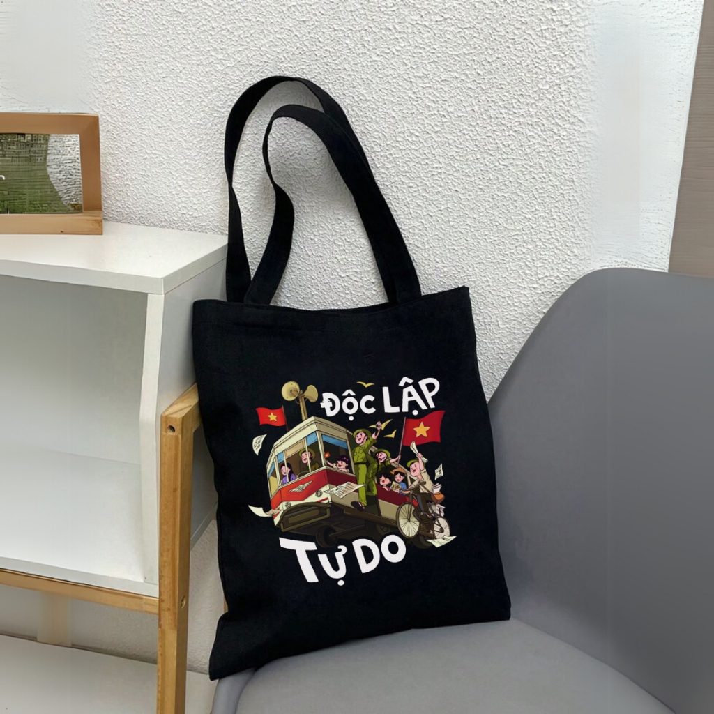 Túi Tote Tôi yêu Việt Nam   - Túi vải canvas có túi phụ và khoá kéo đựng vừa A4 và laptop (33x37cm) Loza  - TUI01_thumbnail_2