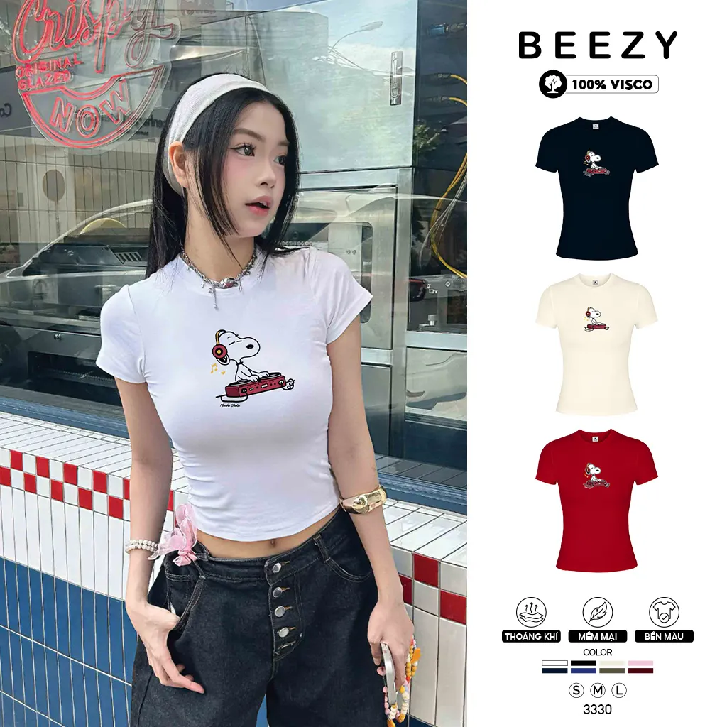 Áo baby tee Snoopy Beezy 3330 slim fit tôn dáng