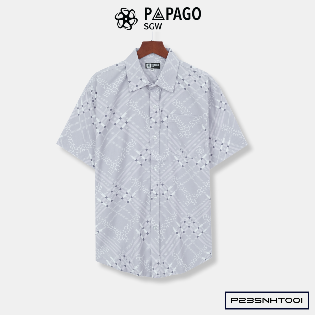 Áo sơ mi nam trung niên PAPAGO tay ngắn lai bầu vải lụa - P23SNHT001_thumbnail_11