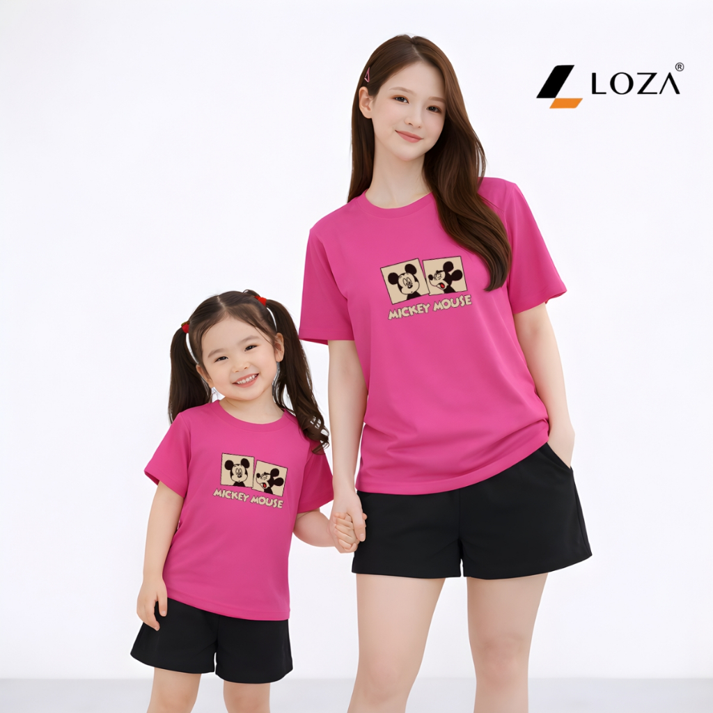 Set đồ đôi mẹ và bé in hình MICKEY chất liệu thun cotton Loza BP636-SB636